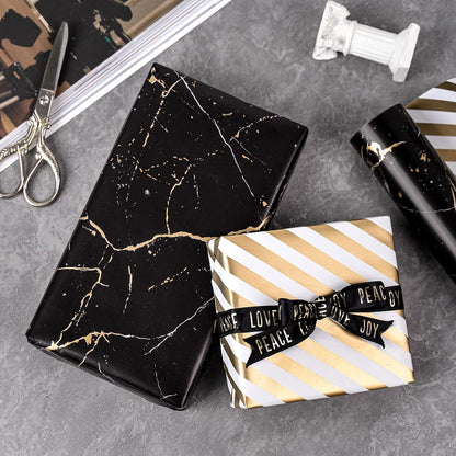 Wendbares Geschenkpapier Schwarz-Gold 43,2cm x 10m für