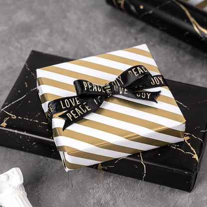 Wendbares Geschenkpapier Schwarz-Gold Marmer 43,2x10m für Geburtstag, Urlaub