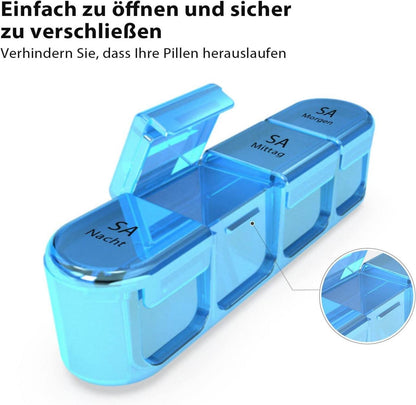 Tablettenbox 7 Tage BPA-frei 4 Fächer Medikamentenbox
