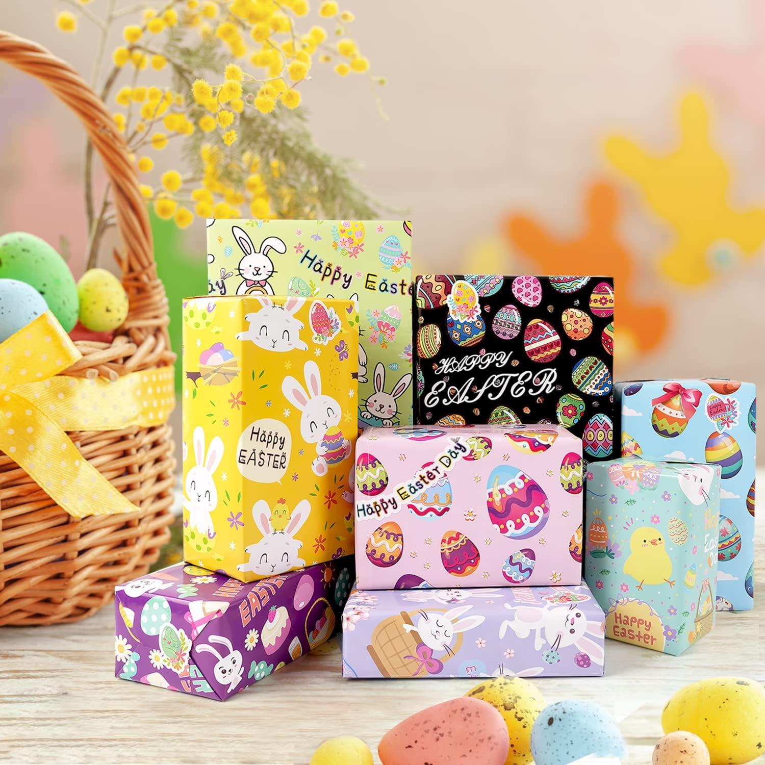Geschenkpapier Ostern Kaninchen Eiern Aufklebern Blatt 8 Kinder