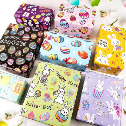 Oster Kinder Geschenkpapier 8 Blatt Aufkleber Ostern Kaninchen Eiern 50x70cm