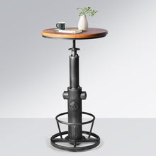 Höhenverstellbarer Industrie-Bistro-Bartisch mit drehbarer Holzplatte