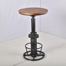 Höhenverstellbarer Industrie-Bistro-Bartisch mit Holzplatte