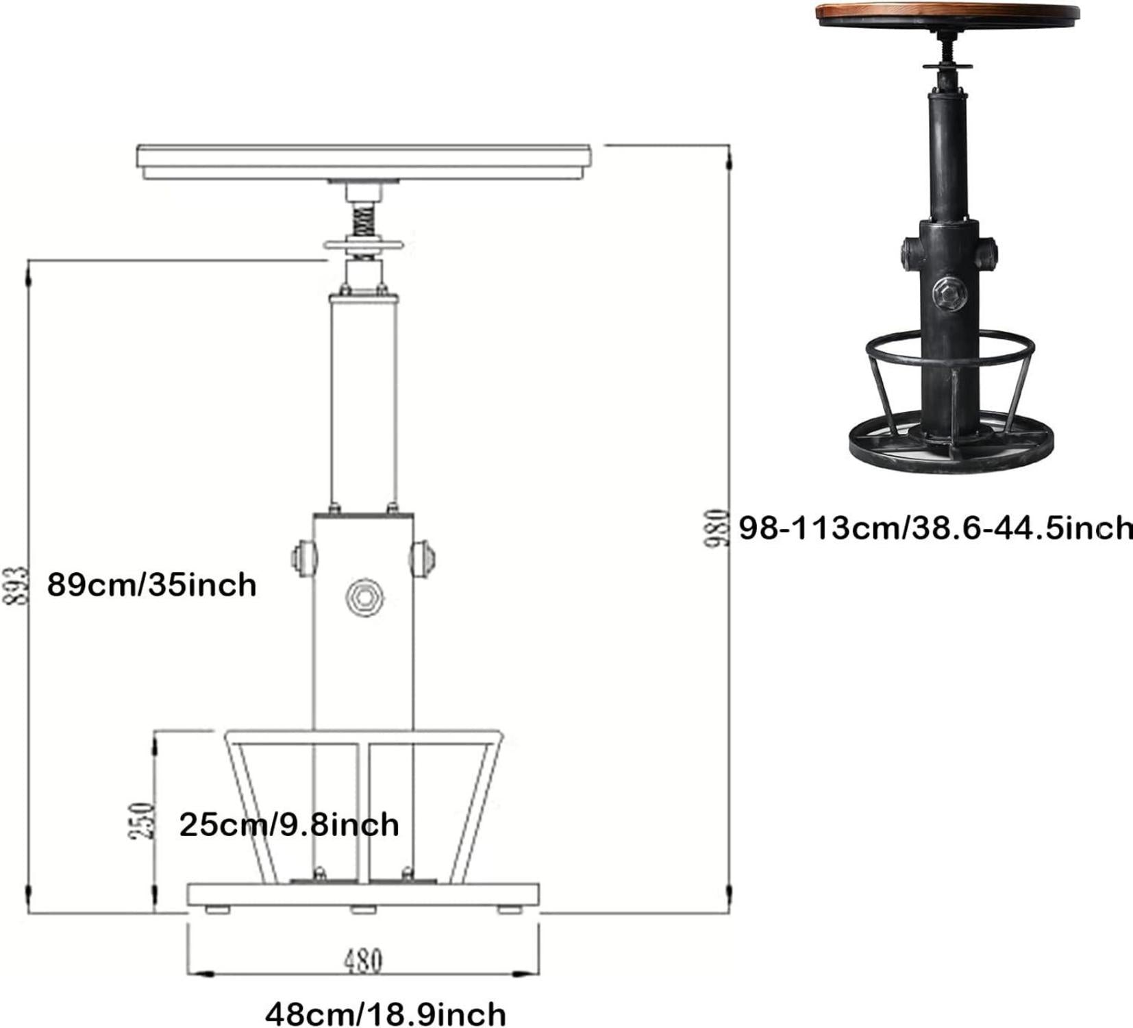 Höhenverstellbarer Industrie-Bistro-Bartisch mit drehbarer Holzplatte