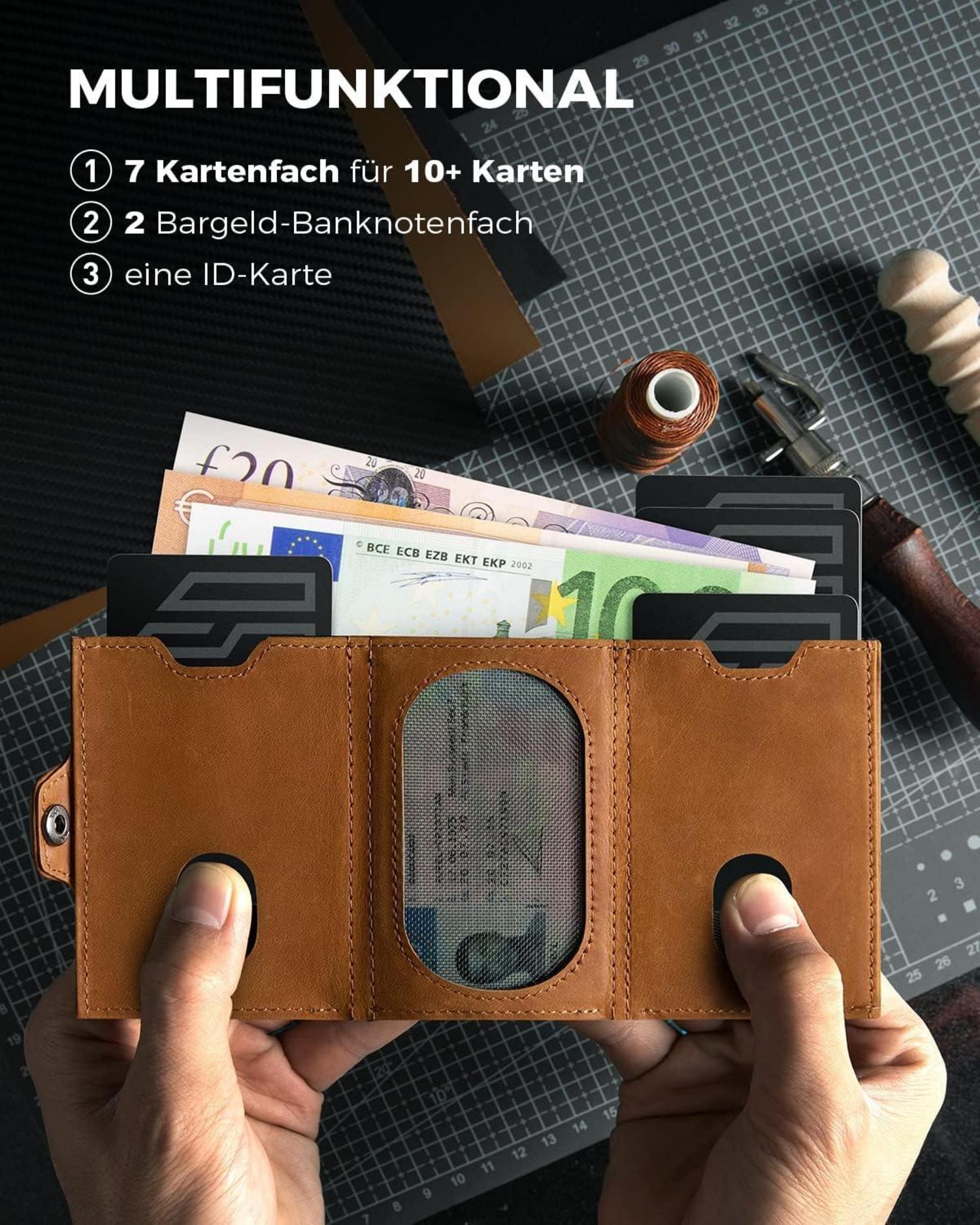 Mini Geldbörse mit RFID-Schutz und Münzfach für Herren