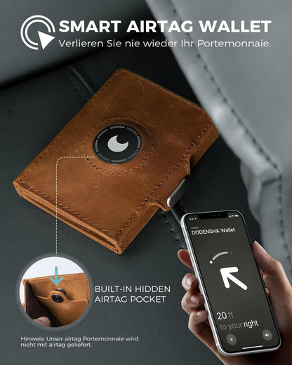 DODENSHA Airtag RFID-Schutz Mini Herren Geldbörse Münzfach Slim Wallet Braun
