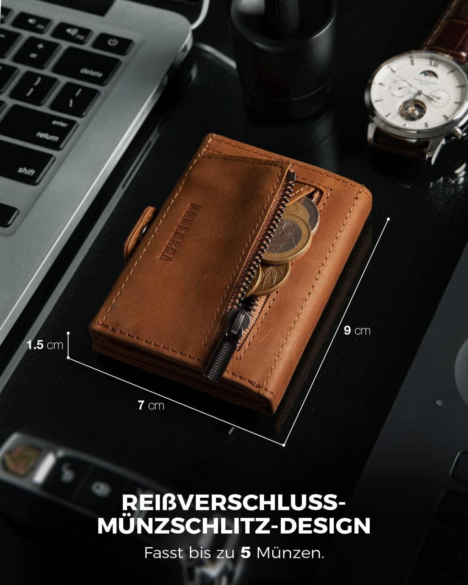 DODENSHA Slim Wallet Geldbörse mit RFID-Schutz für Herren - Braun