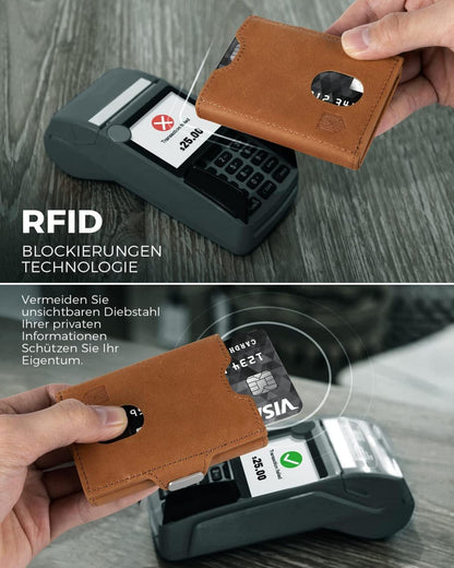 DODENSHA Slim Wallet Geldbörse mit RFID-Schutz für Herren - Braun
