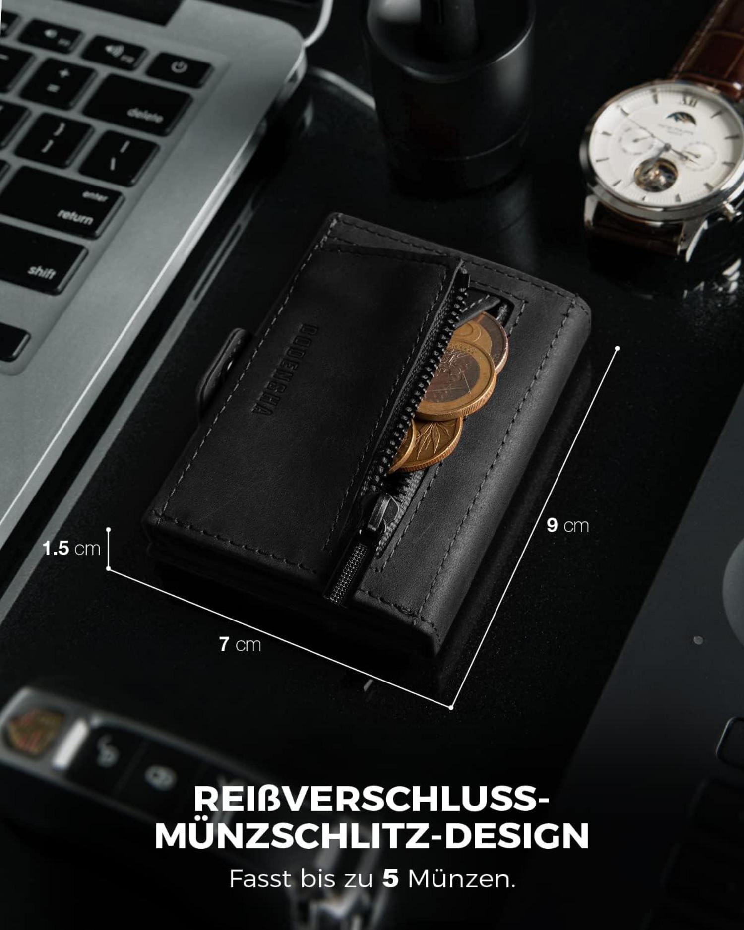 DODENSHA Airtag Mini Geldbörse RFID-Schutz Münzfach Herren Slim Wallet Karten