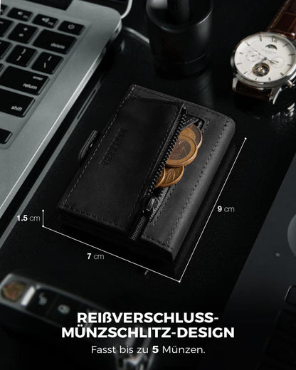 DODENSHA Airtag Mini Geldbörse RFID-Schutz Münzfach Herren Slim Wallet Karten