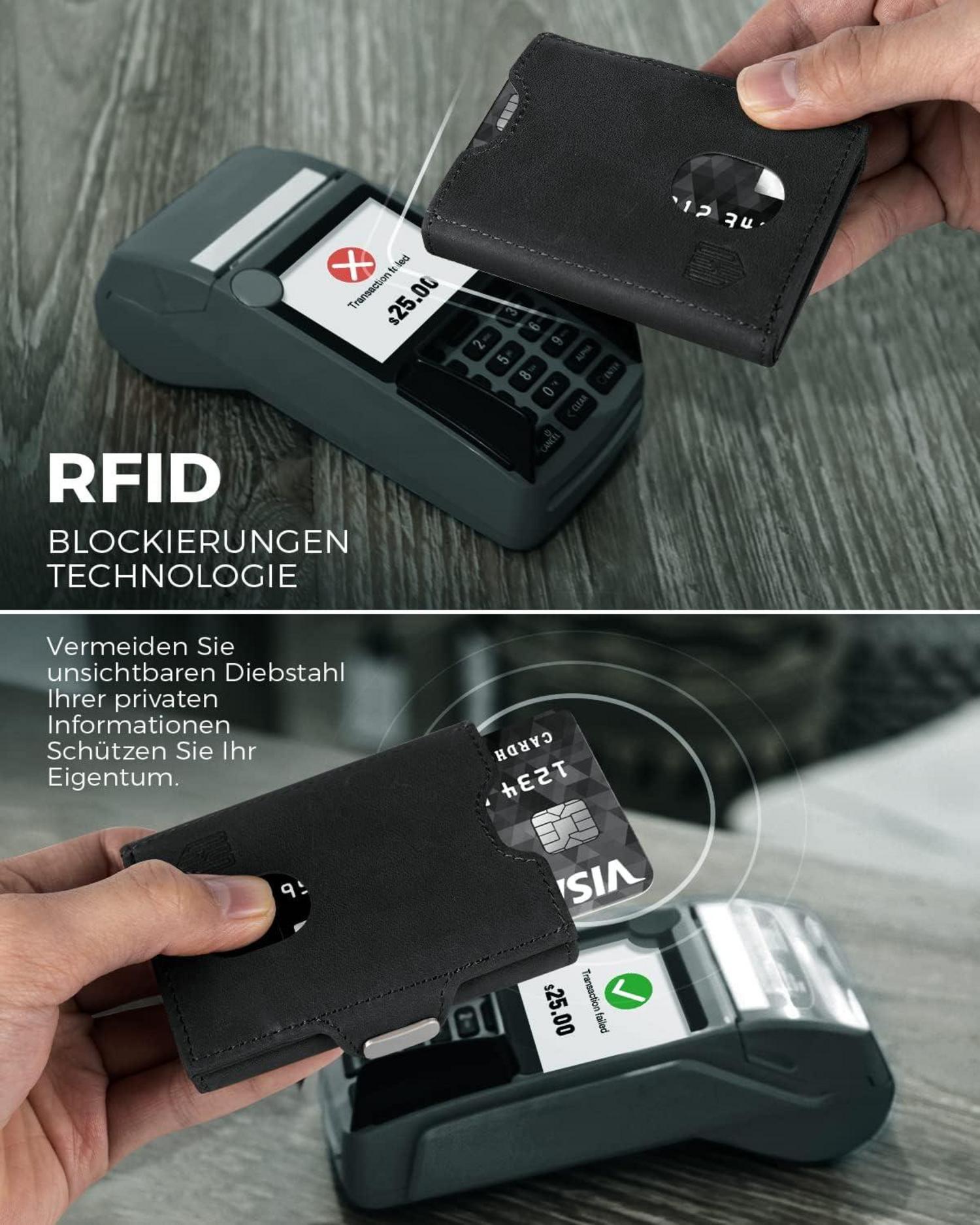 DODENSHA Airtag Mini Geldbörse RFID-Schutz Münzfach Herren Slim Wallet Karten