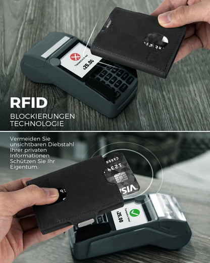 DODENSHA Airtag Mini Geldbörse RFID-Schutz Münzfach Herren Slim Wallet Karten