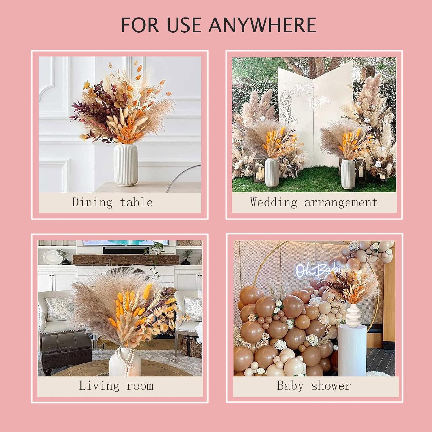 100er Pack Pampasgras Deko Trockenblumen Strauß Vase Boho Wohnzimmer