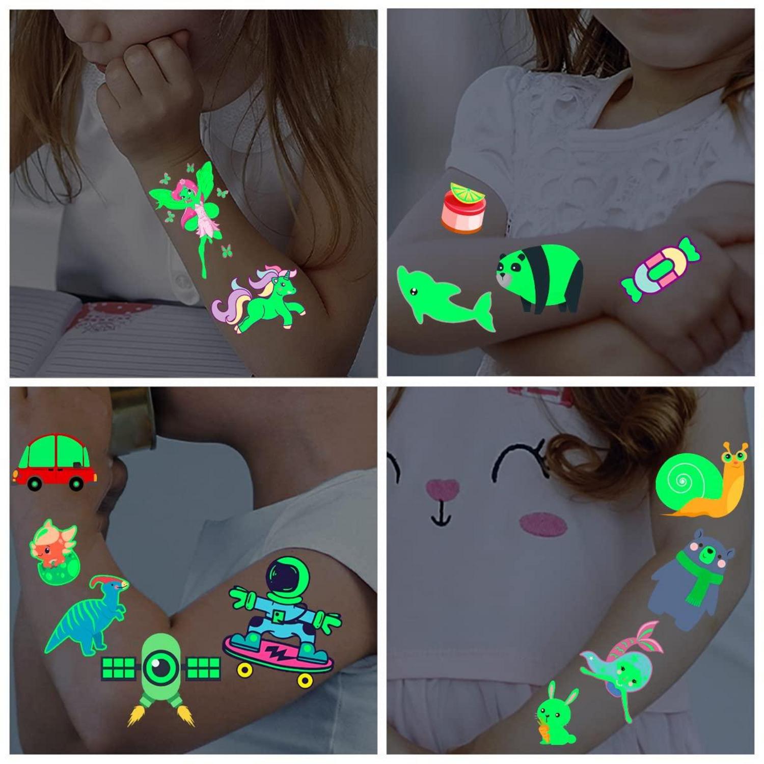 Kinder Tattoo Set Leuchttattoos Glitzer Hautfreundlich Mitgebsel