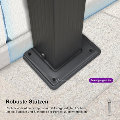 PURPLE LEAF Pergola 2.8x4m Wasserdicht Aluminium Schiebedach Beige