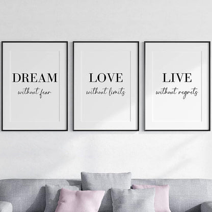 Trayosin 3er Poster Set Schwarz Weiß Wand Kunst Bilder