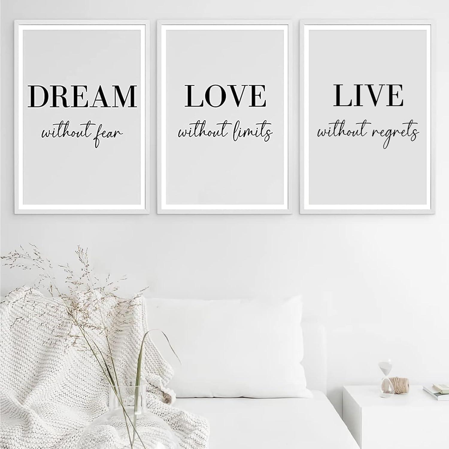 Trayosin Poster Set Dream Love Live Wand Kunst Schwarz Weiß 3er
