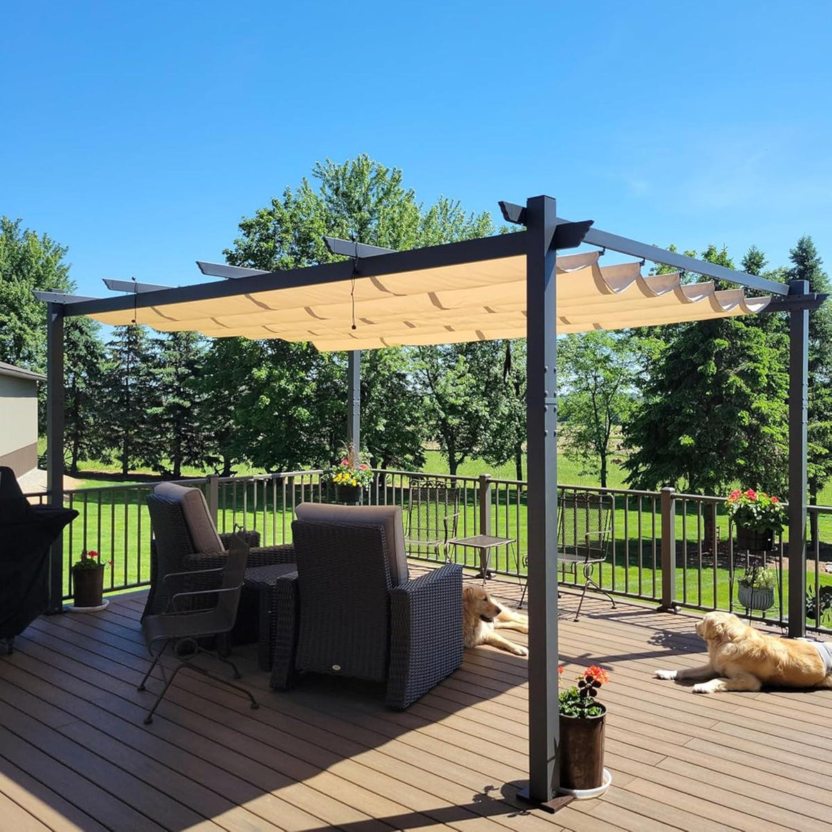 Wasserdichte Aluminium Pergola 3.3 x 4 m mit Sonnenschutz