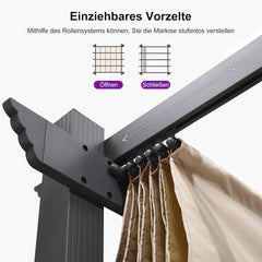 PURPLE LEAF Aluminium Pergola 3.3 x 4m Wasserdicht Stabil