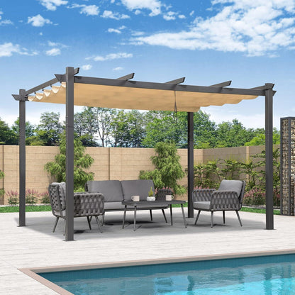 PURPLE LEAF Pergola Aluminium 3.3x4m Beige Sonnenschutz Gartenpavillon