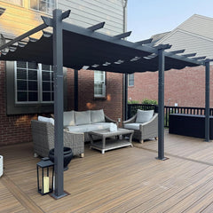 Wasserdichtes Aluminium Pergola mit Sonnenschutz, 3.65 x 5.5 m, Grau