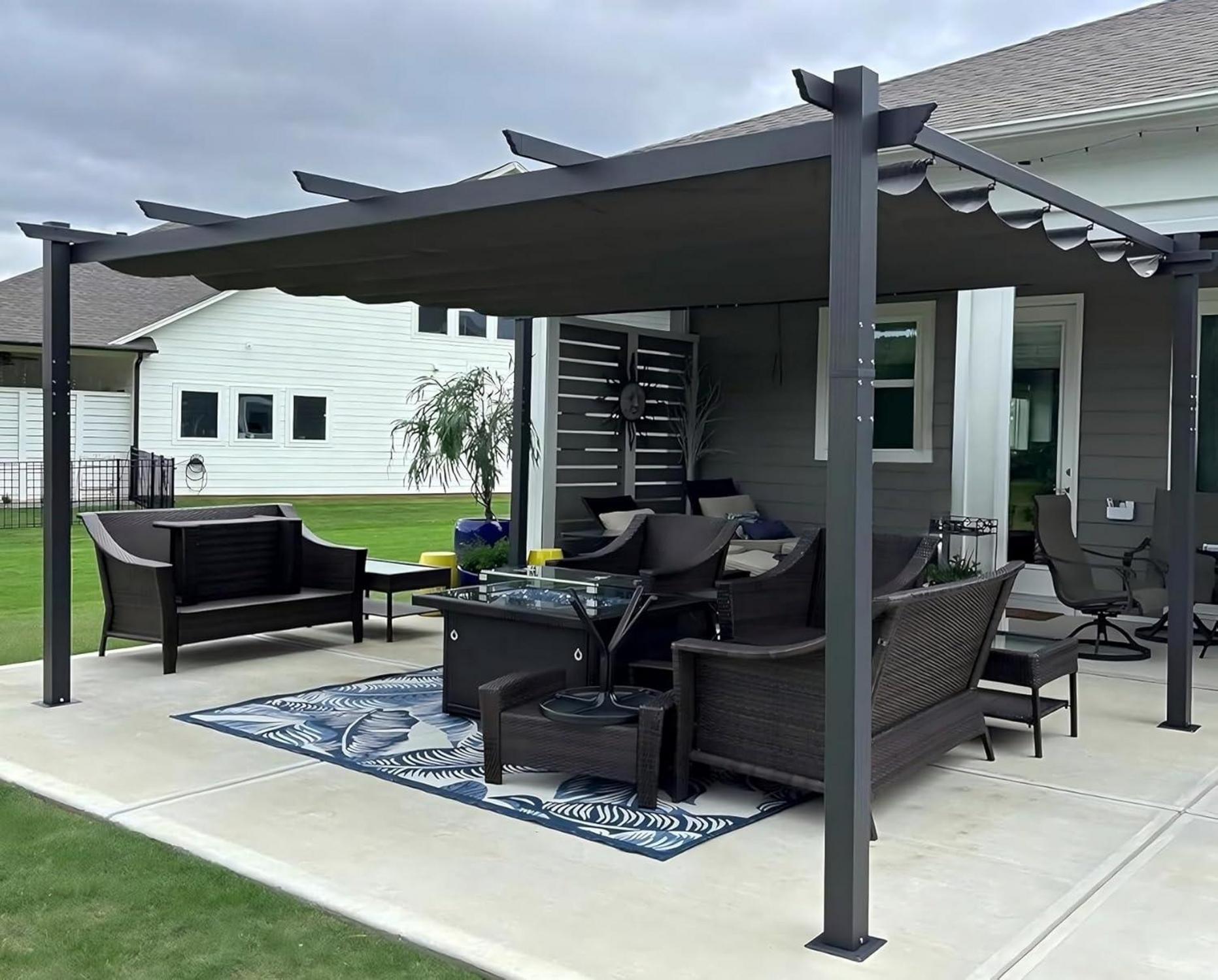 Wasserdichte Aluminium Pergola mit Sonnenschutzdach 3.65 x 4.85 m