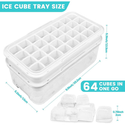 Eiswürfelform mit Deckel 64 Eiswürfelbehälter Schwarz