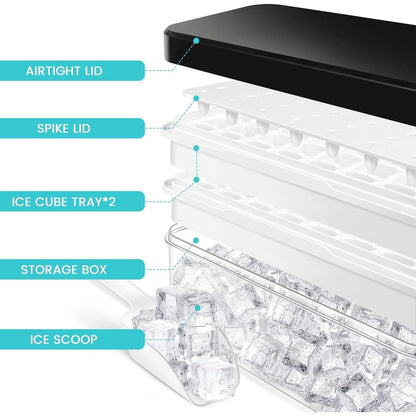 Eiswürfelform mit Deckel 64 Eiswürfelbehälter Schwarz