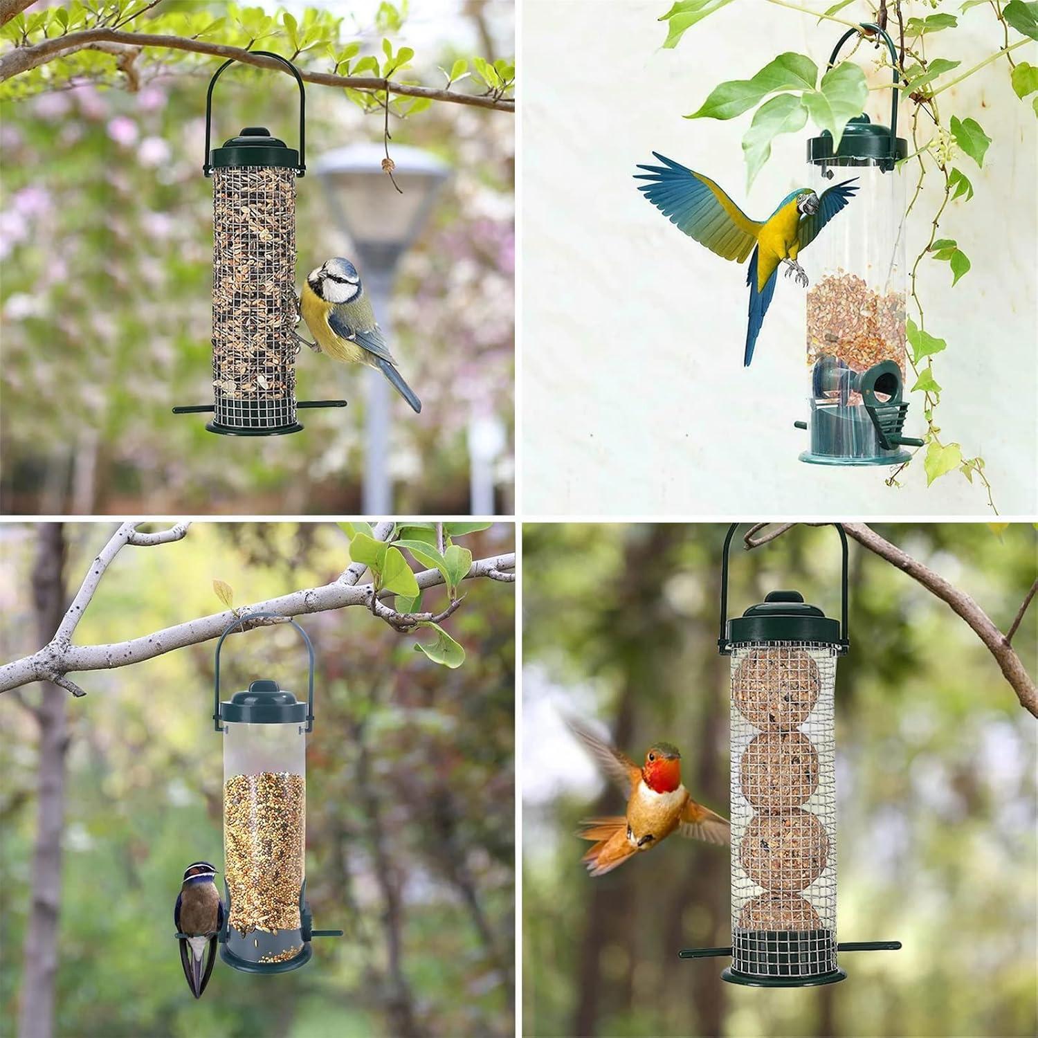 Vogelfutterautomat mit 2 Ports für Saatgutfütterung & Erdnussfütterung