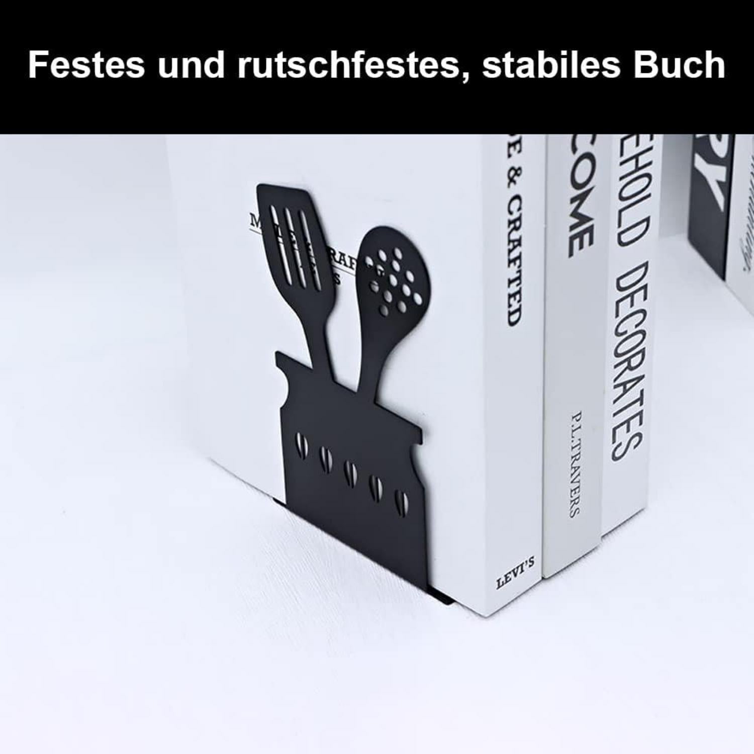 Moderne Schwarze Metall Buchstützen für Bücherregal und Schreibtisch