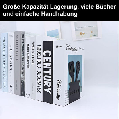 Buchstütze Metall Schwarz 2 Stück, für Kinder Schreibtisch 15cm, stabil & hochwertig