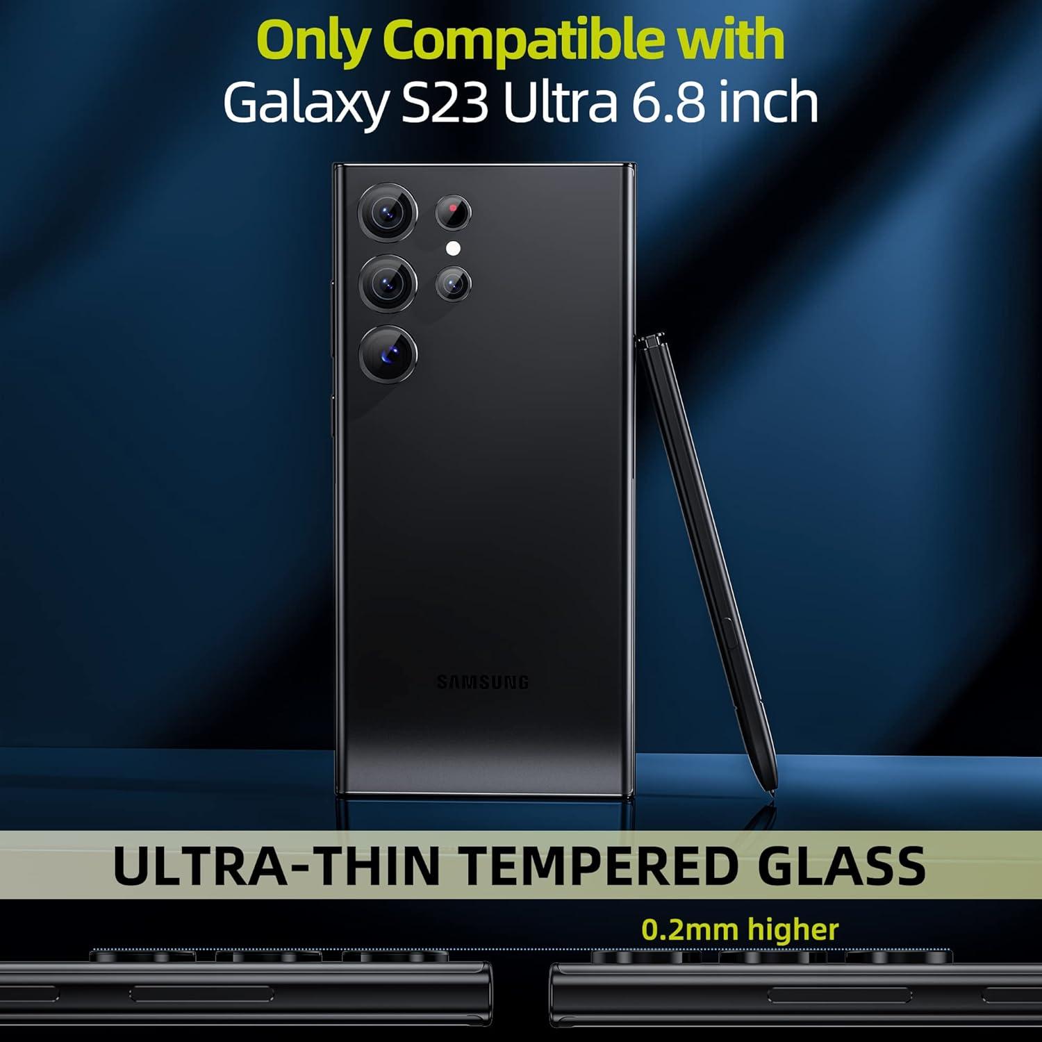 Kameraschutz Samsung Galaxy S23 Ultra Schutzfolie Gehärtetes Glas Schwarz
