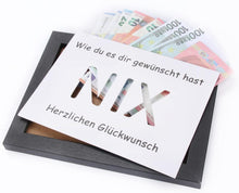 Geldgeschenk NIX kreative Verpackung für Männer und
