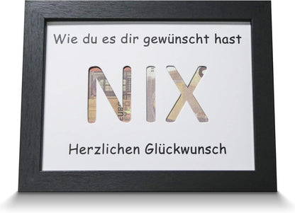 NIX Geldgeschenk Karte Fotorahmen Set Schwarz