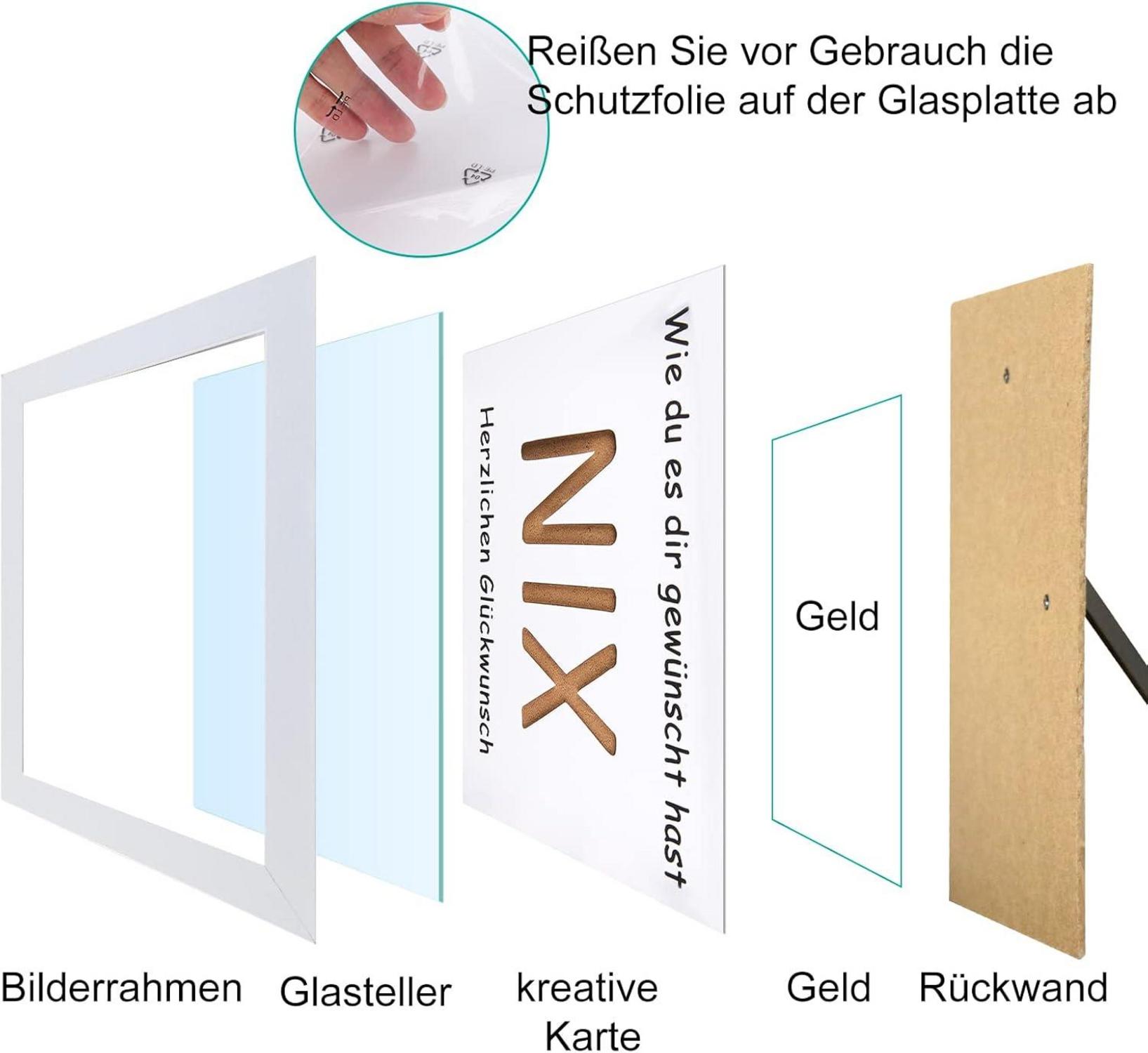 NIX Geldgeschenk Fotorahmen für Männer und Frauen, Geburtstag, Hochzeit