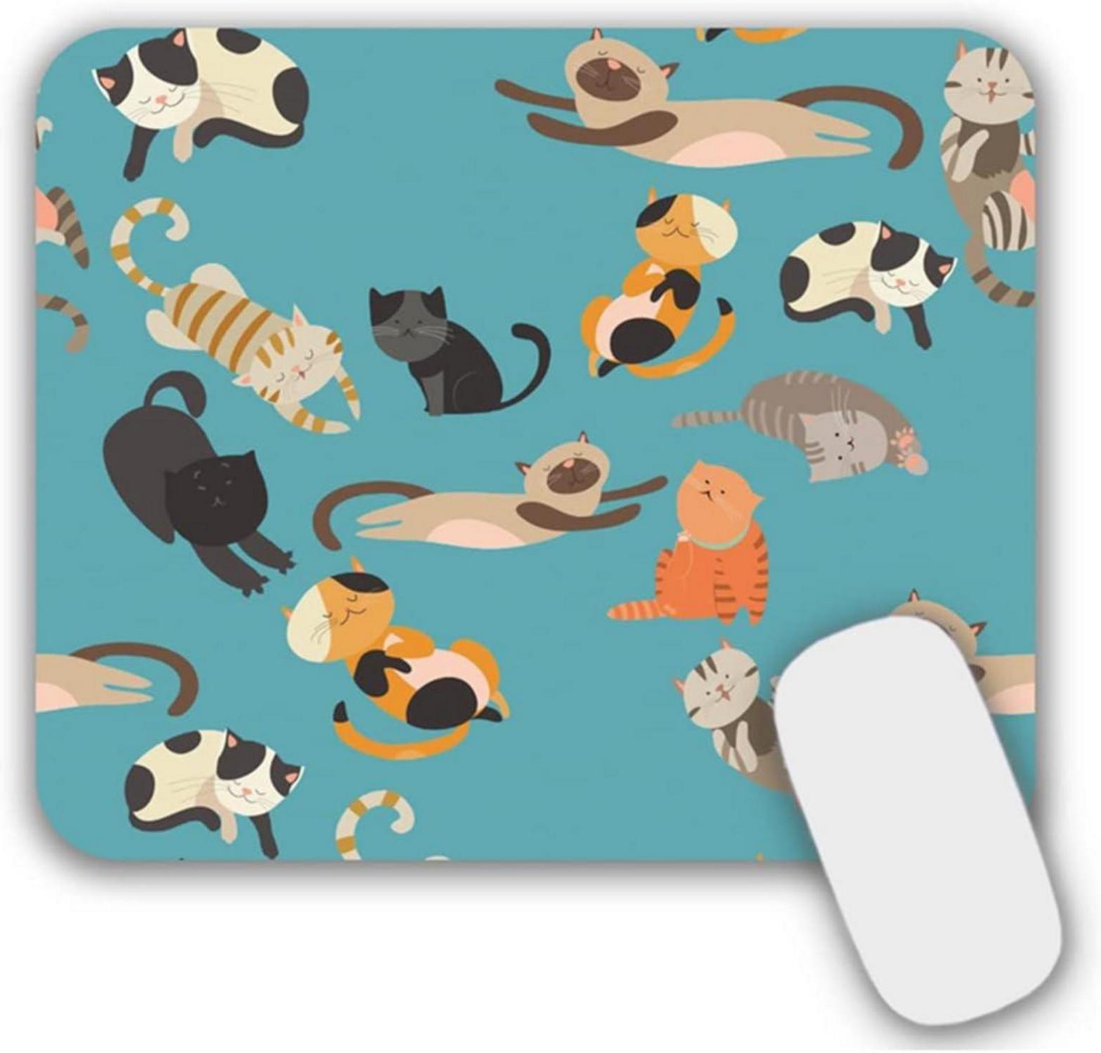 Kleines Mauspad mit Katzenmotiv, rutschfeste Unterseite - 24x20cm