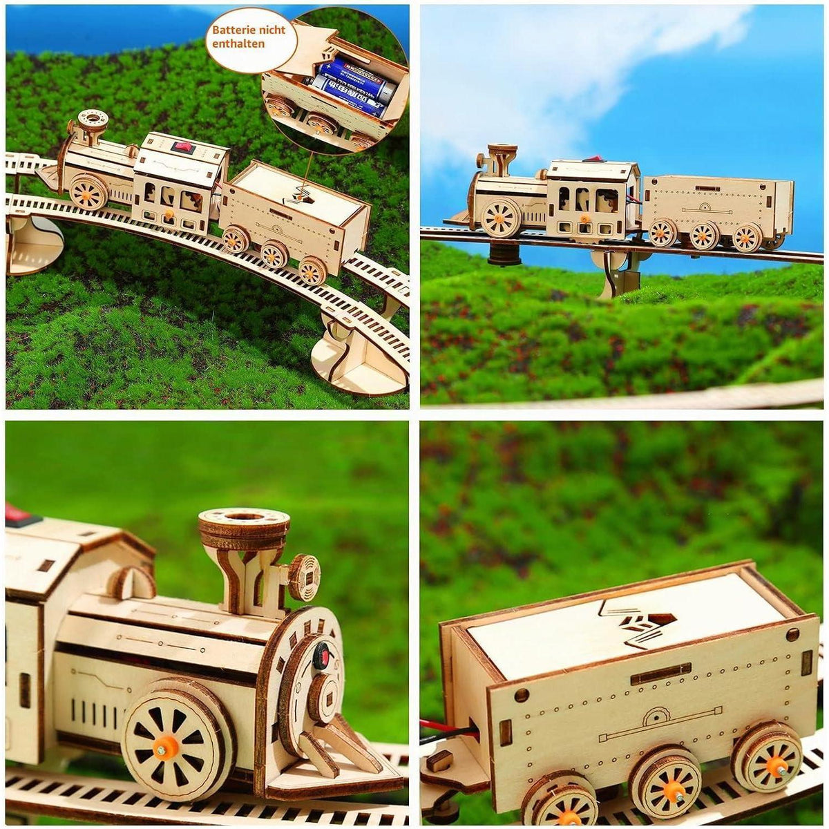 3D Holzpuzzle Zug mit Gleis – Modellbausatz zum Selberbauen