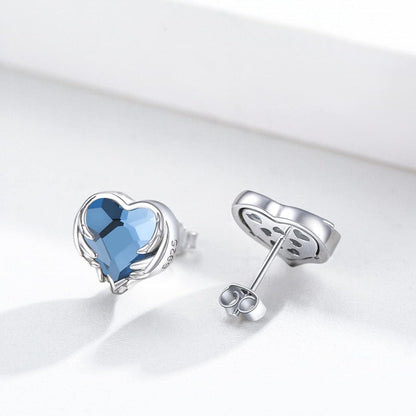 925 Sterling Silber Ohrringe mit Engelsflügeln und Kristall