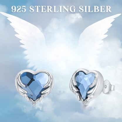 925 Sterling Silber Ohrringe mit Engelsflügeln und Kristall