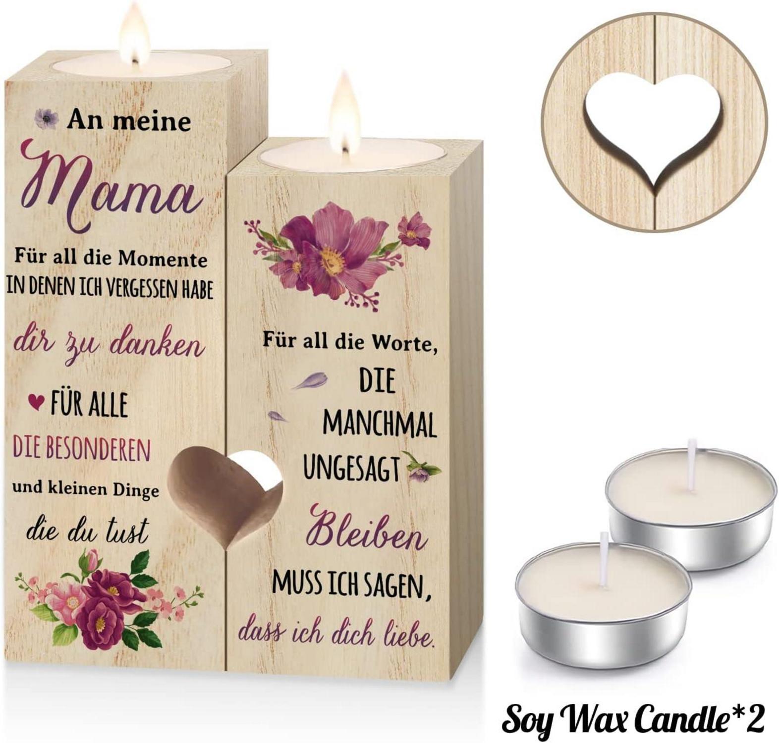 Personalisierter Kerzenständer Mama Geschenk Holzoptik