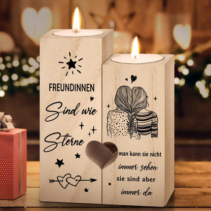 Kerzenhalter Freundin Geschenk 2er Set hochwertiges Holz