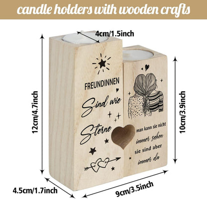 2er Set Holz Kerzenhalter Freundin Geschenk Geburtstagsgeschenk