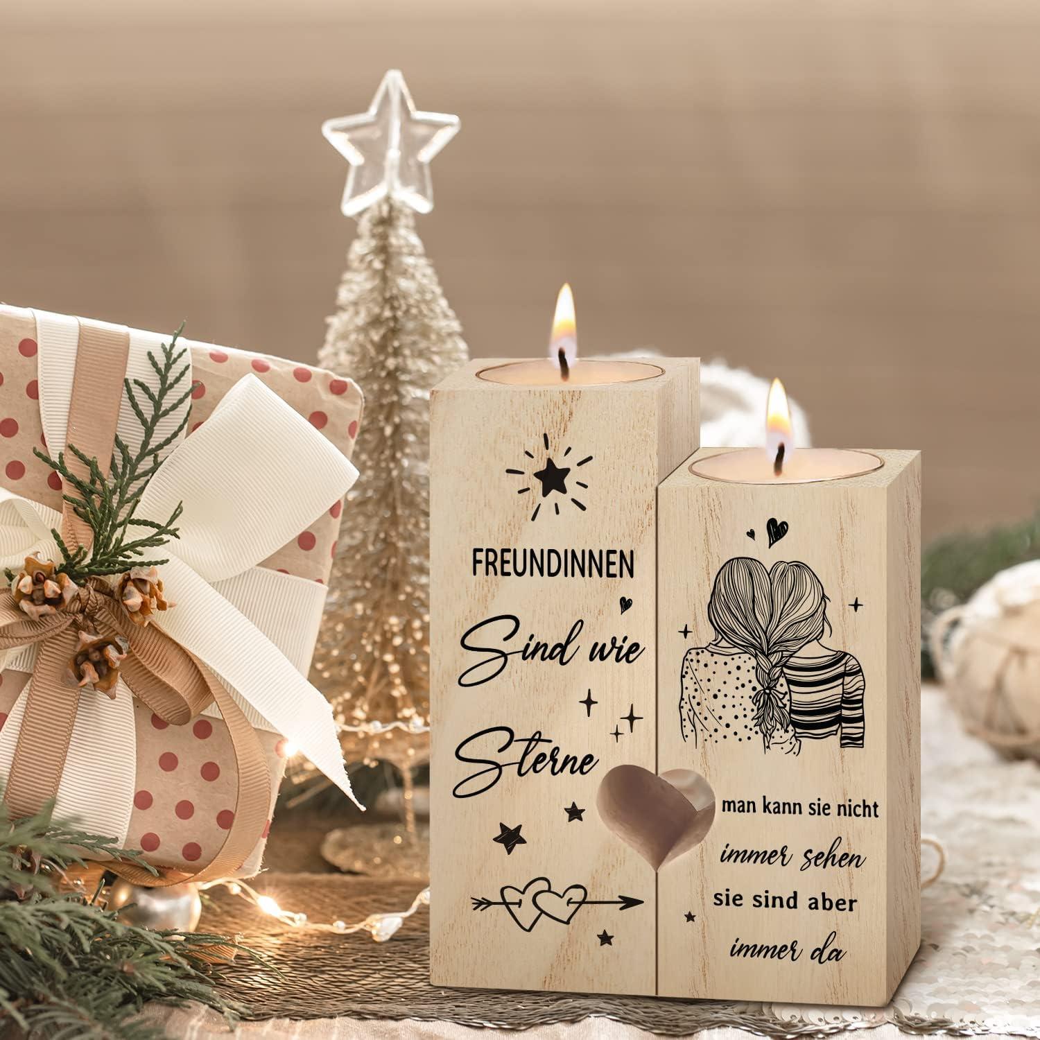 Geschenk Kerzenständer Holz Freundin Geburtstag Freundinnenideen