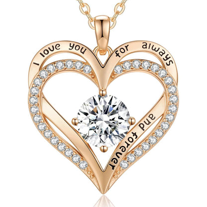 Halskette Damen Herz Anhänger mit Geburtsstein 925 Sterling Silber Roségold