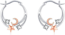 TRISHULA Mond Sterne Ohrringe 925 Silber hypoallergen Creolen