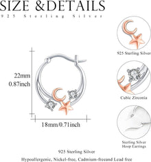 TRISHULA Mond und Sterne Creolen 925 Sterling Silber