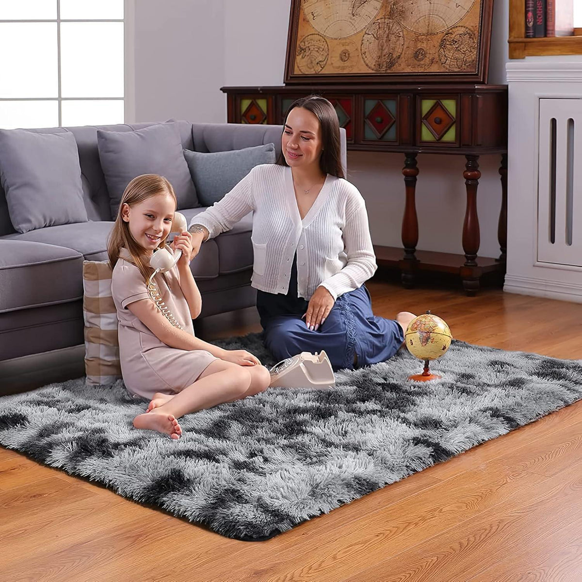 Weicher Hochflor Shaggy Teppich dunkelgrau 200x300 cm