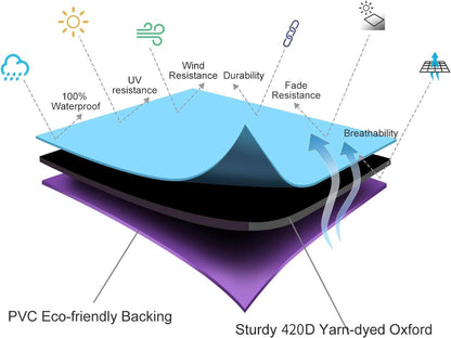 YoungBee Abdeckung für Gartenmöbel 120x90x74cm wasserdicht und UV-Schutz