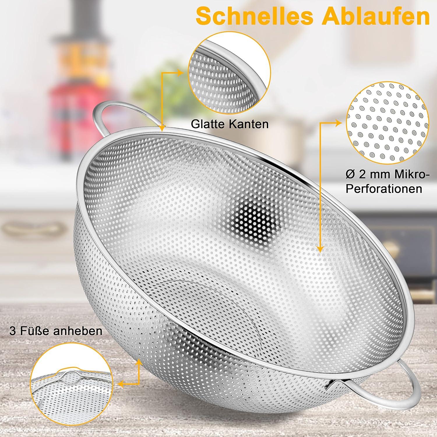 Edelstahl Küchensieb Ø 28cm Mikroperforiert Rostfrei Spülmaschinenfest