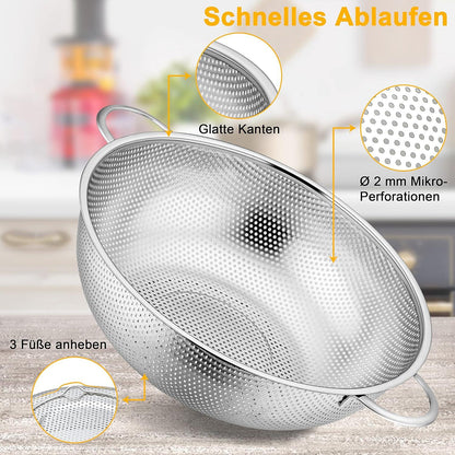 Edelstahl Küchensieb Ø 28cm Mikroperforiert Rostfrei Spülmaschinenfest